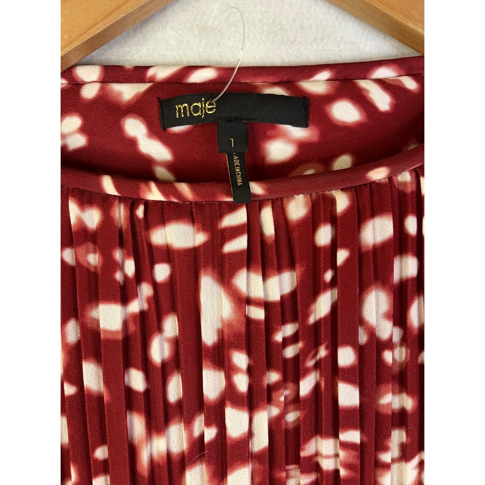 Maje Rocker Shift Dress Red White Sz 1 / US Sz S - Picture 3 of 11